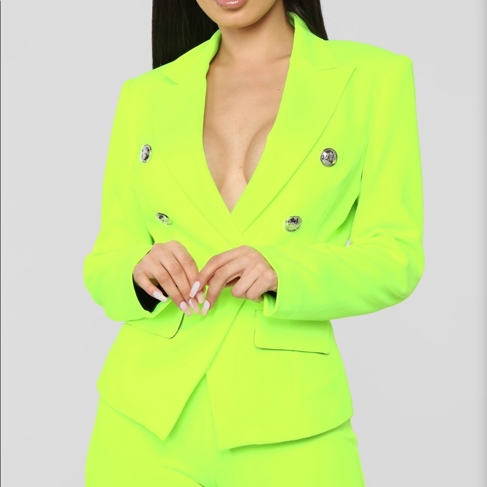 Lime green two piece Suit Set !! - Picture 2 of 3